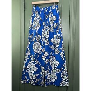 NWT Ro's Garden Nico Wide Leg Resort Tropical Lightweight Pant Blue Trapani XS